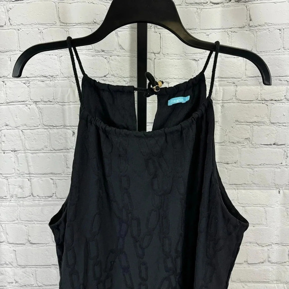 J McLaughlin Maria Halter Dress Size Lg Black Jacquard Chain Link Catalina Cloth - Picture 2 of 8
